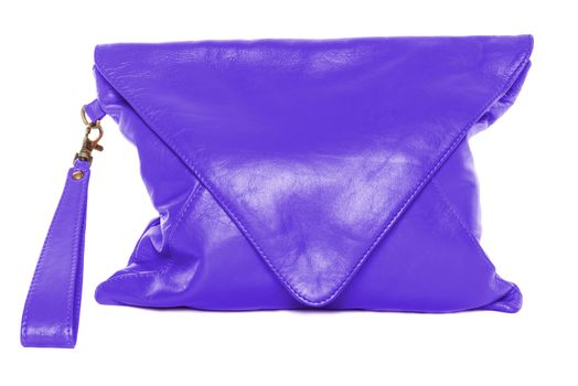 Blue violet colour woman bag isolated on white background