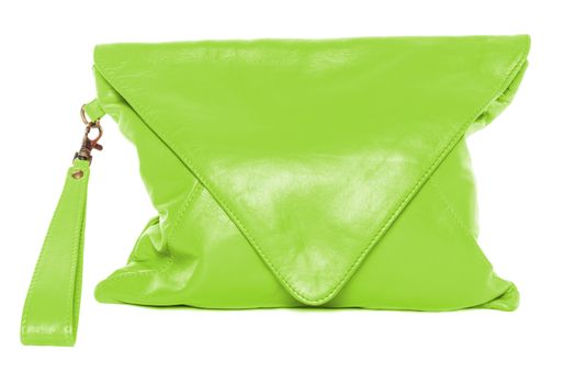 Bright green woman bag isolated on white background