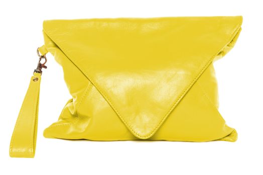 Yellow colour woman bag isolated on white background