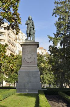 Sculpture of the painter Murillo, next to the Prado Museum in Madrid, Spain.