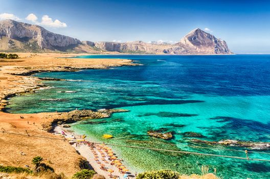 Panoramic View Over Sicilian Coastline and Cofano Mountain, San Vito Lo Capo