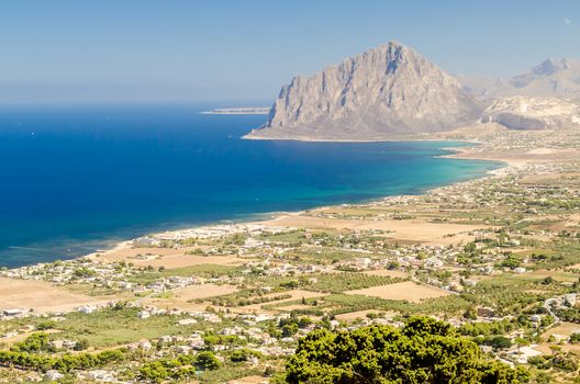 Panoramic View over Sicilian Coastline from the city of Erice