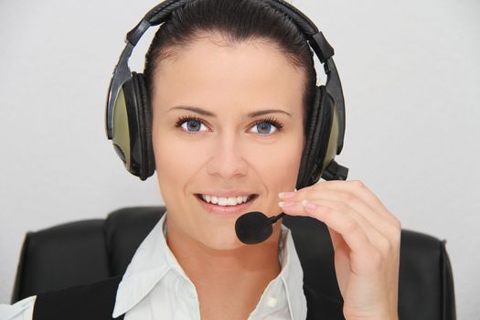 Female customer support operator with headset