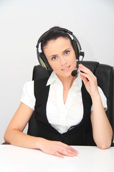 Female customer support operator with headset