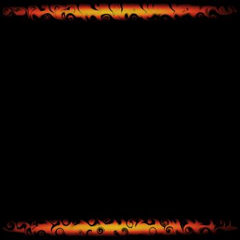 Illustration of ornate fire frame on black background