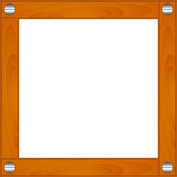 Frame made of wooden planks fixed with nails. Illustration on white background