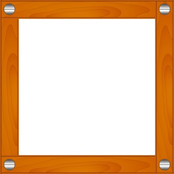 Frame made of wooden planks fixed with nails. Illustration on white background