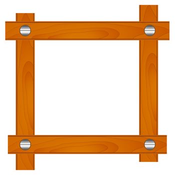 Frame made of wooden boards fixed with nails. Illustration on white background
