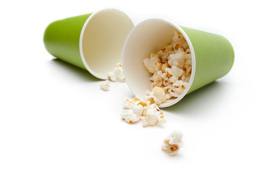 Popcorn in a green paper cup