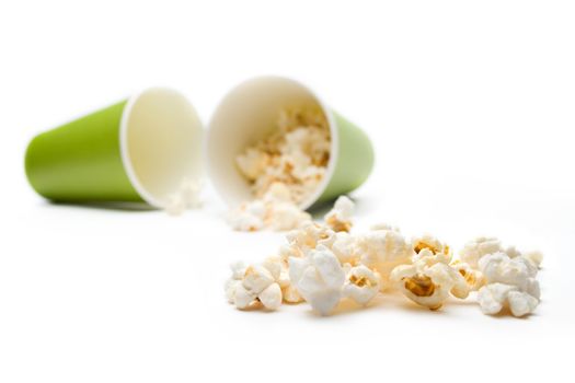 Popcorn in a green paper cup