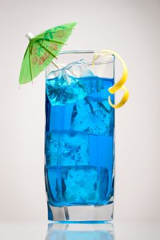 Blue curacao cocktail with decoration