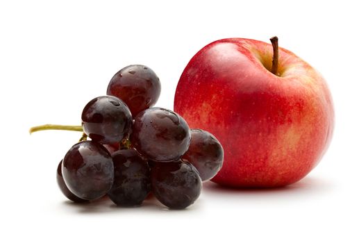 Red apple and dark grapes