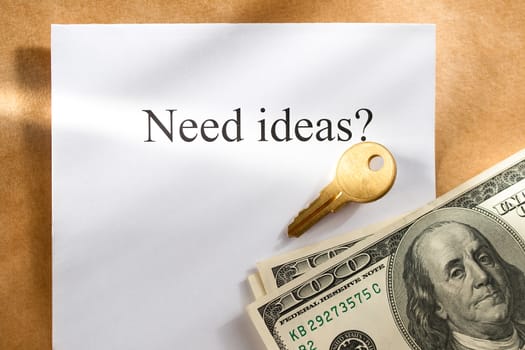 Idea conception with key and money