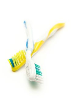 Toothbrushes on the white background