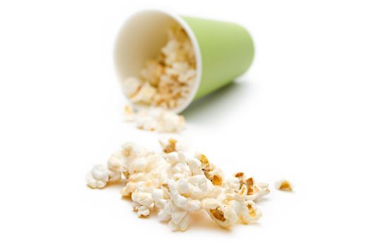 Popcorn in a green paper cup