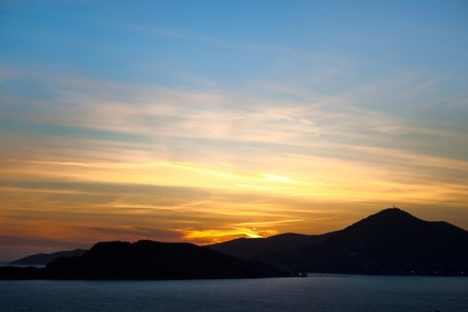 Spring sunset in the Adriatic sea