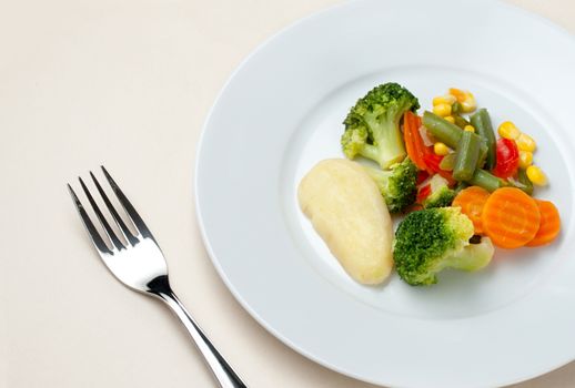 Fried vegetables on the plate