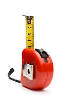 Tape measure on the white background