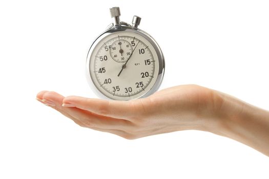 Female hand with a stopwatch