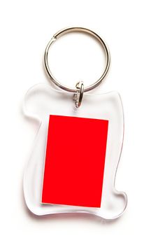 Metal key ring with plastic label