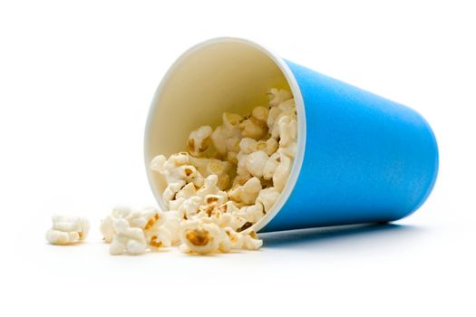 Popcorn in a blue paper cup