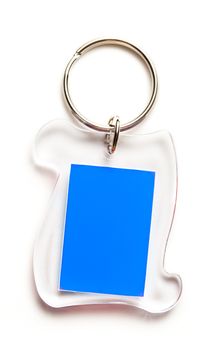 Metal key ring with plastic label