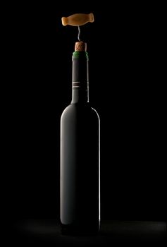 Bottle of wine in black