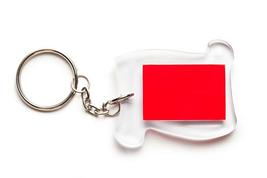 Metal key ring with plastic label