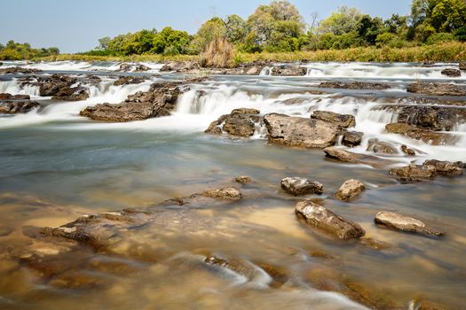 Famous Popa falls in Caprivi, North Namibia, with long exposure