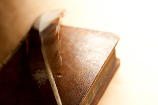 Feather and old book 