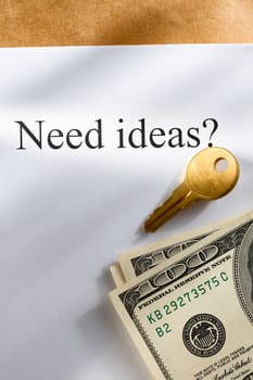 Idea conception with key and money