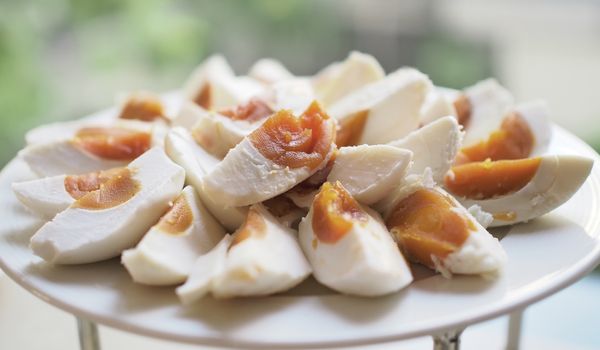 salted egg on buffet line  