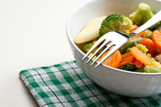 Fried vegetables on the plate