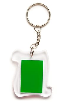 Metal key ring with plastic label