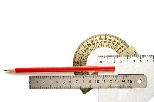 Drafting tools on white background