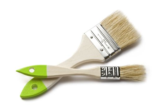 Paint brushes on the white background