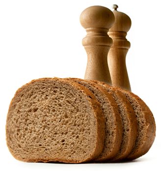 Slices of bread with salt and pepper set