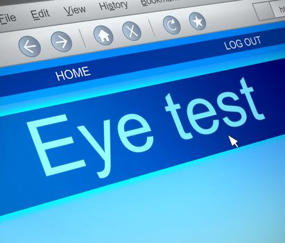 Illustration depicting a computer screen capture with an eye test concept.