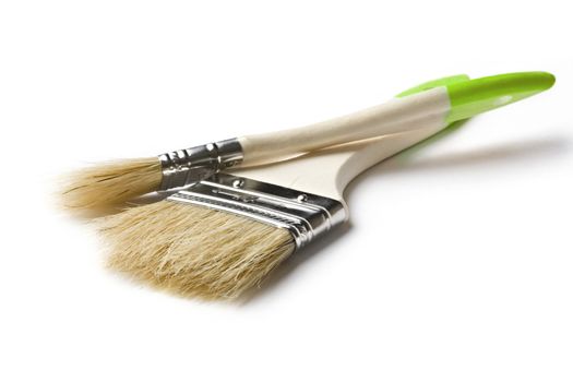 Paint brushes on the white background