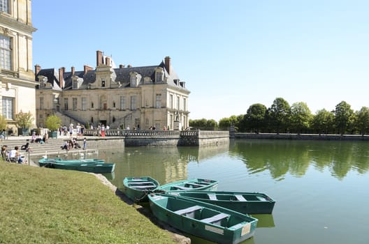 External views of the beautiful park and the castle of Fontainebleau