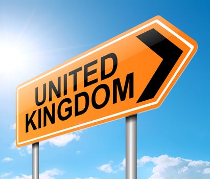 Illustration depicting a sign directing to United Kingdom.