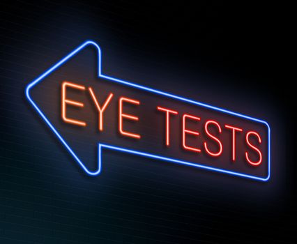 Illustration depicting an illuminated neon sign with a eye test concept.