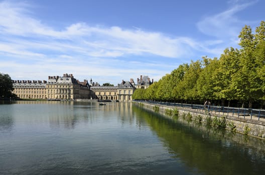 External views of the beautiful park and the castle of Fontainebleau