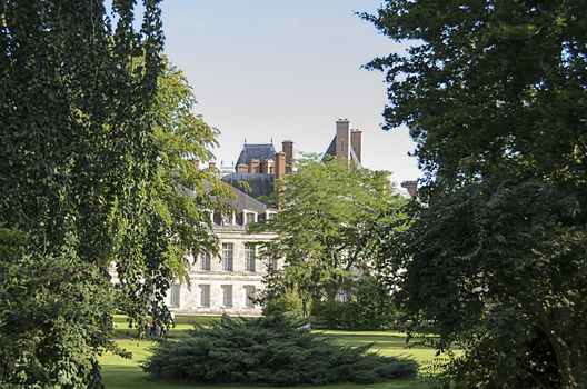 External views of the beautiful park and the castle of Fontainebleau