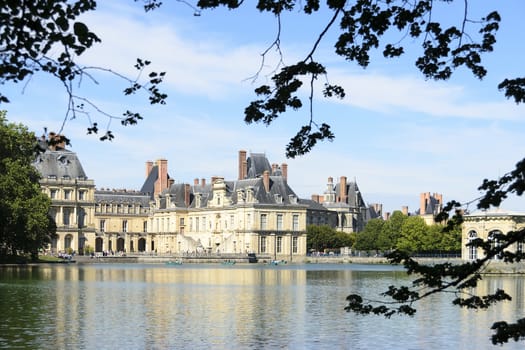 External views of the beautiful park and the castle of Fontainebleau