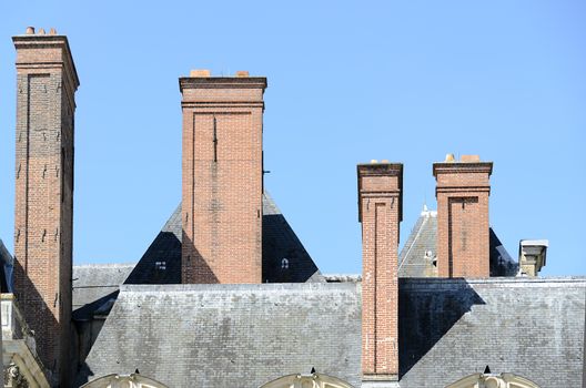 External views of the beautiful park and the castle of Fontainebleau