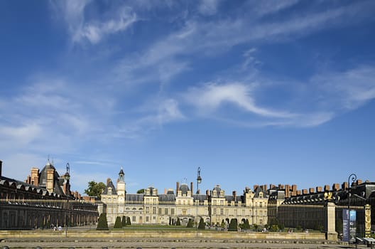 External views of the beautiful park and the castle of Fontainebleau