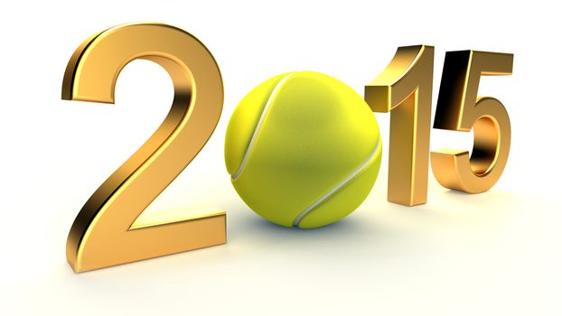 Tennis ball and 2015 year on a White Background
