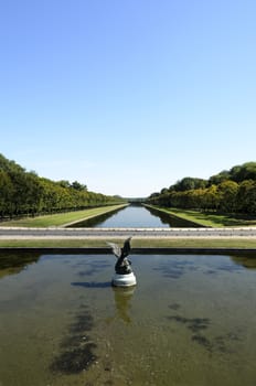 External views of the beautiful park and the castle of Fontainebleau