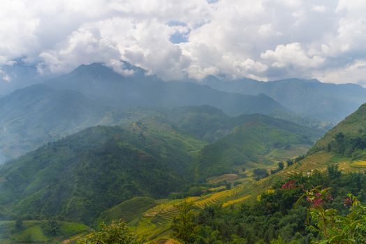 Beautiful View of mountains contain lot of terraced fields